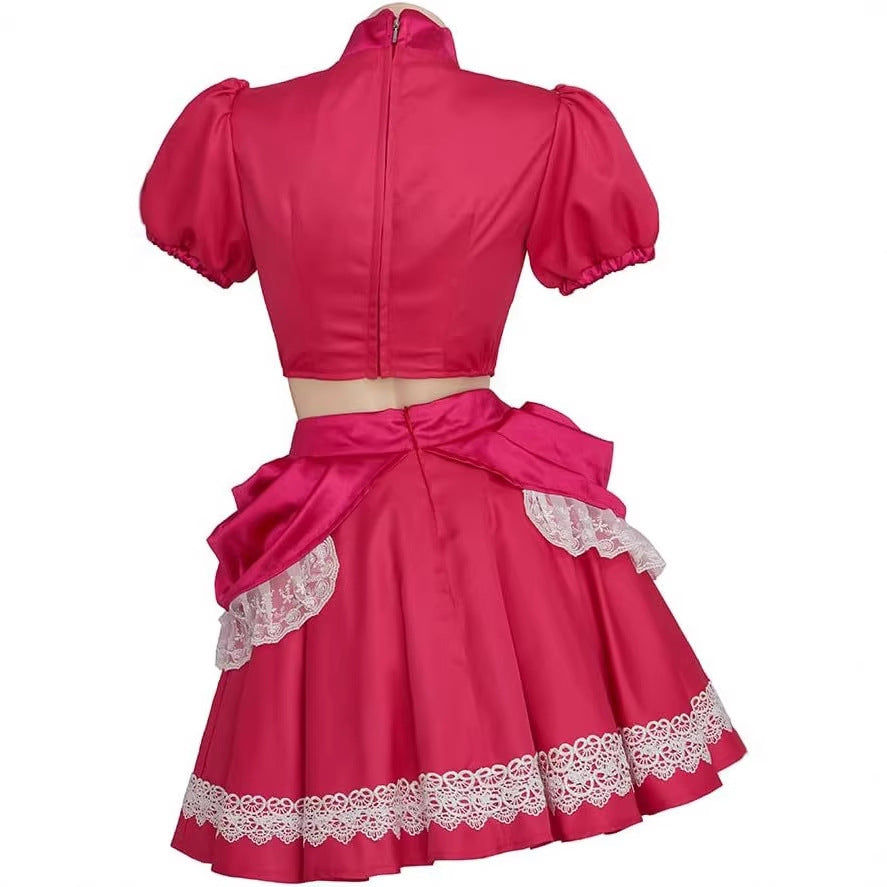 Super Mario Princess Peach Pink Dress Cosplay Costume Halloween Outfit for Child - Halloweez