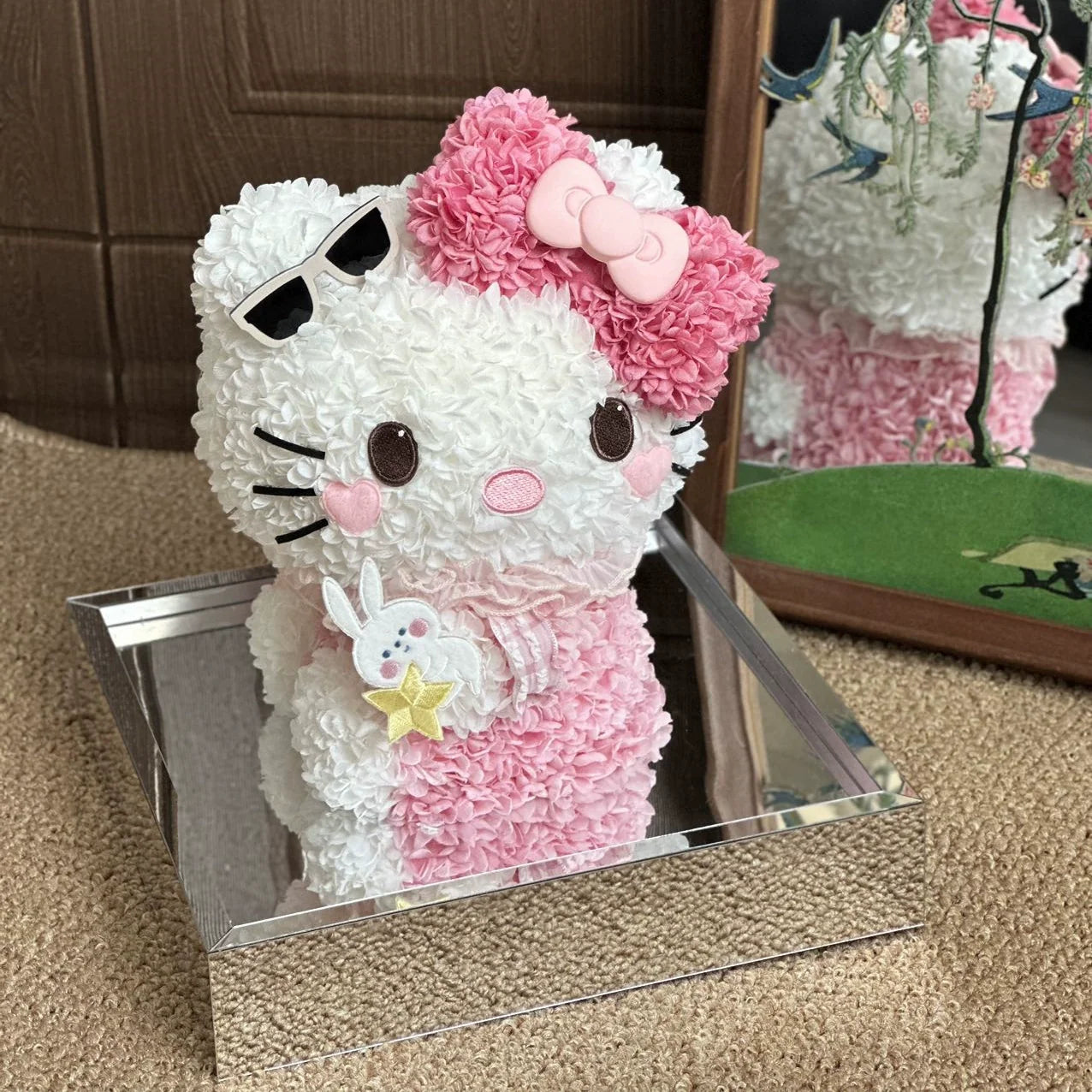 Décoration de fleur éternelle Hello Kitty pour Halloween – Cadeau de Noël idéal pour les copines et les amis