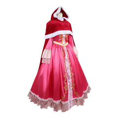Beauty and the Beast Belle Cosplay Gown with Red Cape,Custom‑Made,Halloween Stage