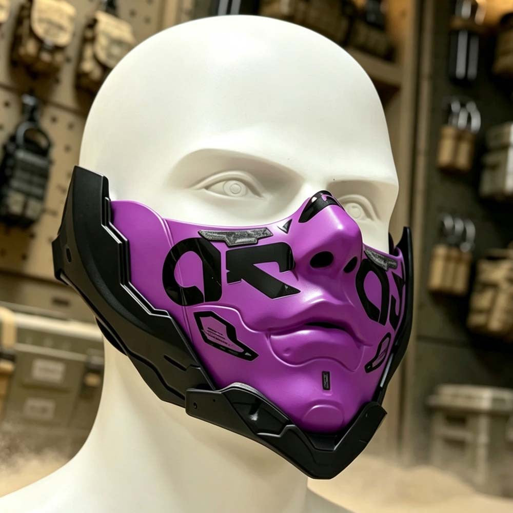Cyberpunk Half Face Mask, Adjustable Custom Mask for Halloween & Cosplay