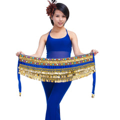 Egypt Style 248 Coin Belly Dance Waist Chain, Wide Rhinestone Hip Scarf for Dance & Halloween