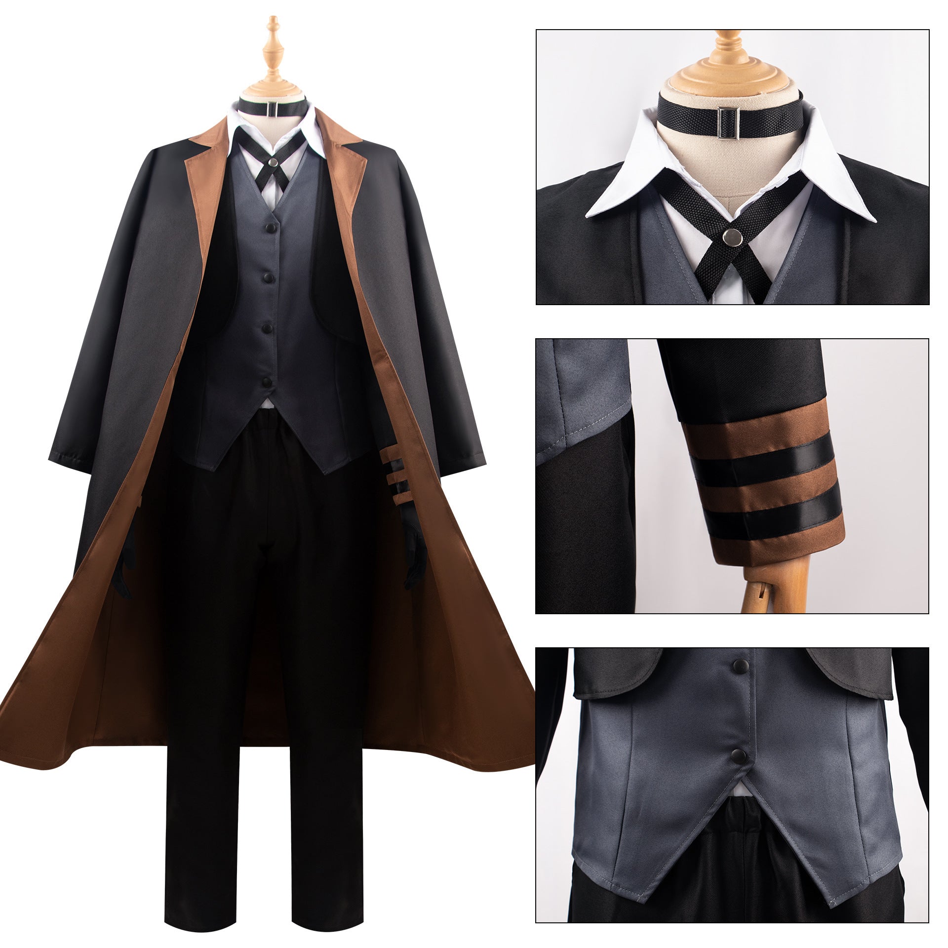 Bungo Stray Dogs Nakahara Chuuya Cosplay Costume Full Set for Anime Halloween Role Play - Halloweez