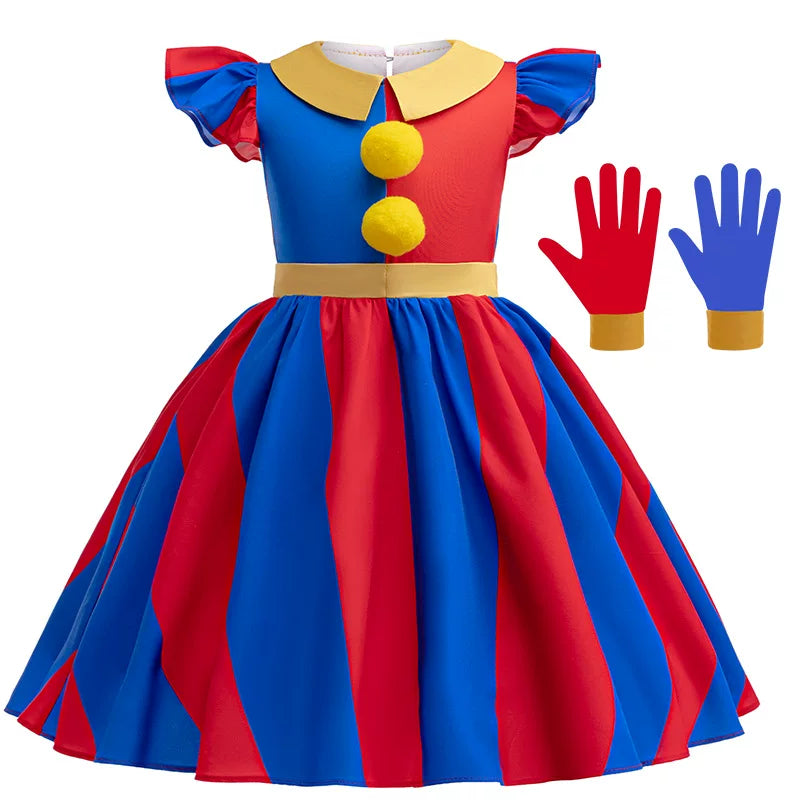 The Amazing Digital Circus Pomni Cosplay Dress, Custom Kids Costume for Halloween & Children Show