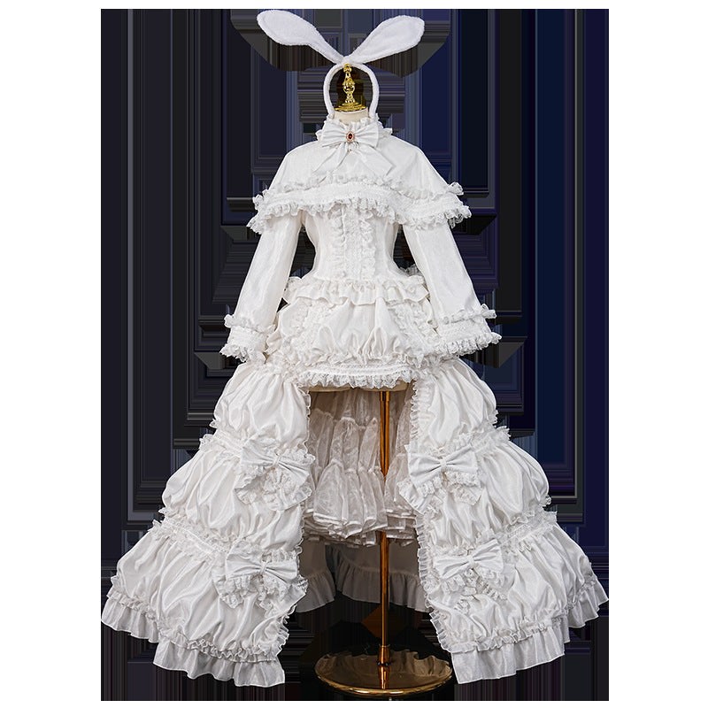 Hatsune Miku White Rabbit Lolita Cosplay Gown, Custom Outfit for Halloween & Comic Con