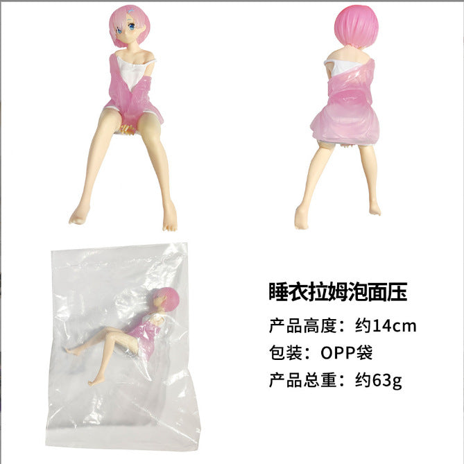 Halloweez Re:Zero Rem Pajamas Figure - Cute Anime Girl Car Ornament for Christmas
