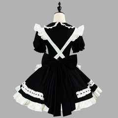 Black White Cute Maid Lolita Dress Custom For Halloween & Cafe Cos