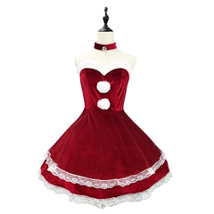 Pink Velvet Bunny Christmas Cosplay Costume, Custom Made for Xmas & Party