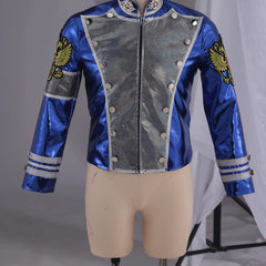 Michael Jackson Same Style Blue Leather Jacket Cosplay Costume