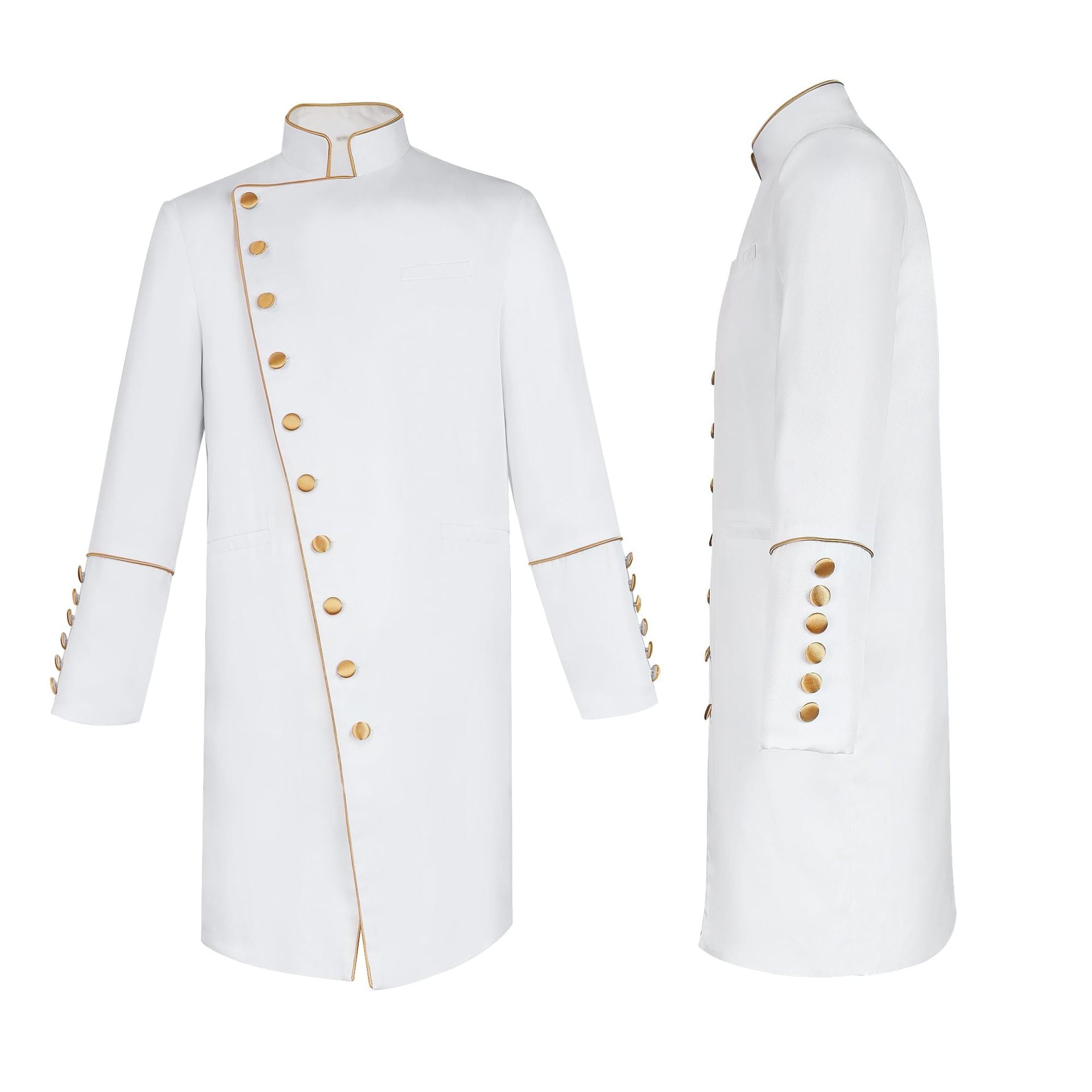 Steampunk Prince Adult Military Jacket – Gold Piping, Victorian Formal Cosplay Costume for Weddings, Parties & Theatrical Performances - Halloweez