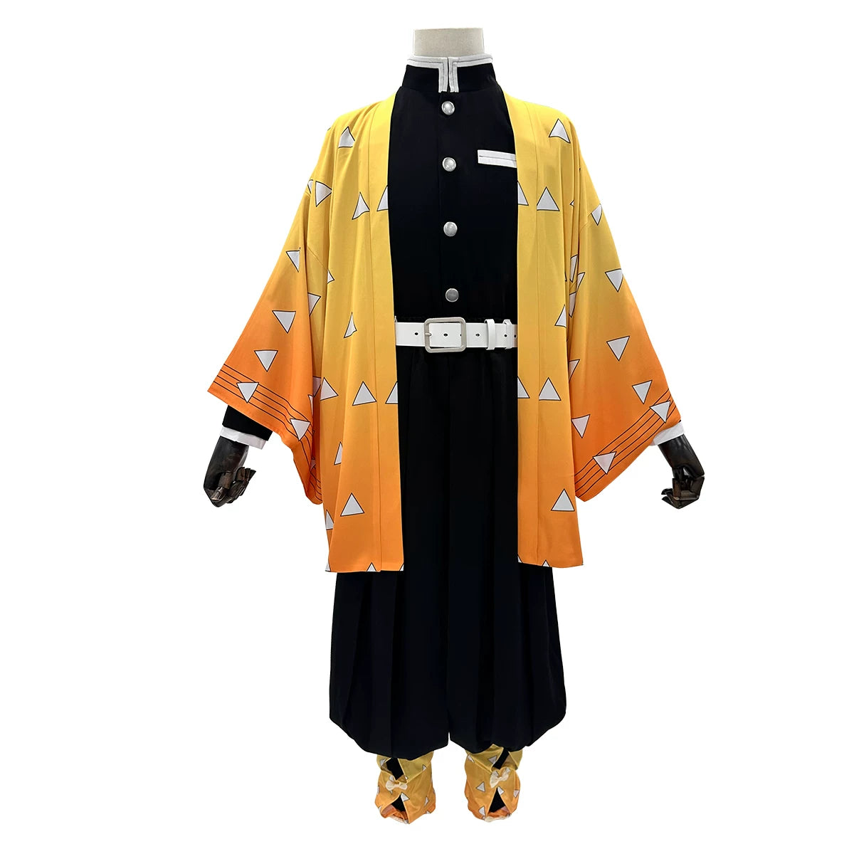 Demon Slayer Zenitsu Agatsuma Cosplay Costume Thunder Breathing Thunder Hashira Full Set Outfit - Halloweez