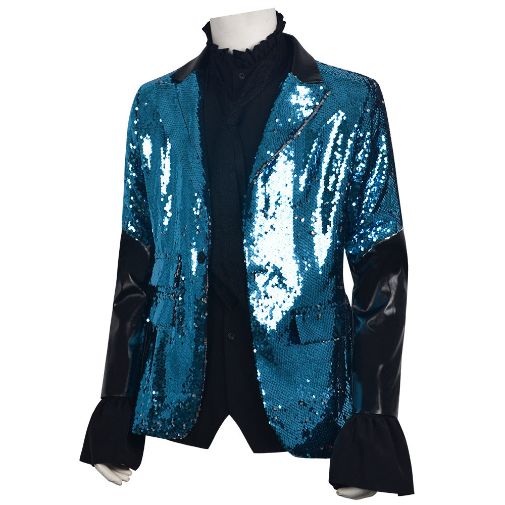 Ghosts Band Cosplay Costume, Halloween Sequin Suit, Rock Singer Stage Outfit, Gothic Ghost Band Party Performance Clothes for Men - Halloweez