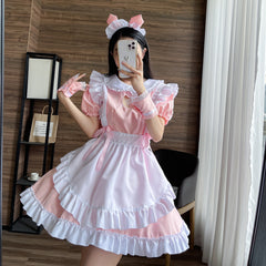 Hollow Embroidery Cat Maid Cosplay Costume, Custom Made for Halloween & Comic Con