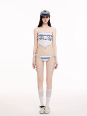 Stylish Hot Girl Strapless Bikini with Long Pants for Spa Beach Vacation - Halloweez
