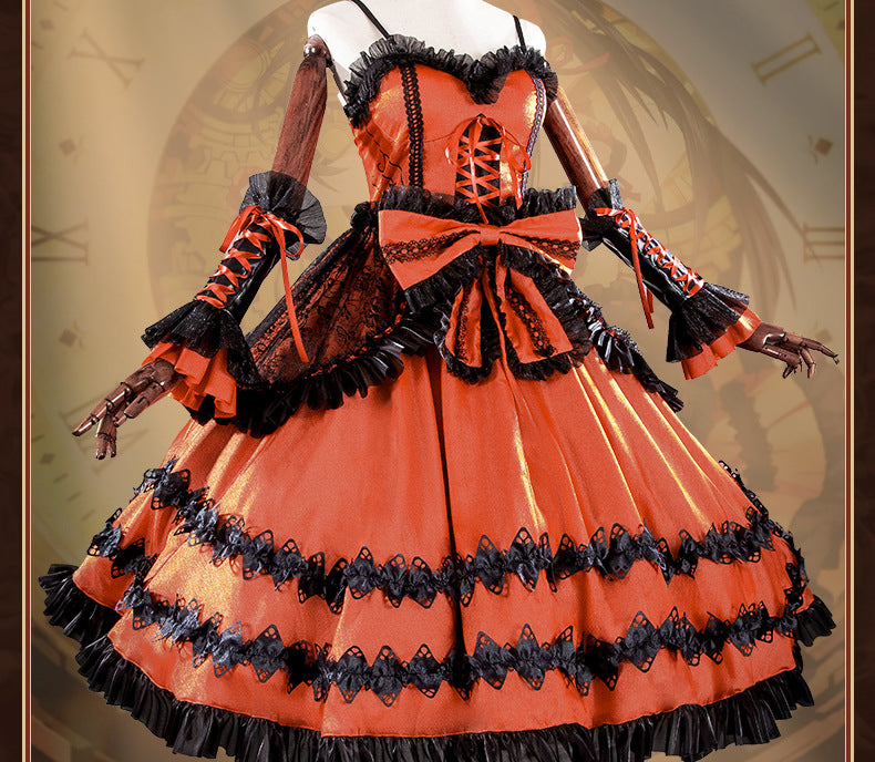 Date A Live Kurumi Tokisaki Cosplay Battle Dress Gothic Lolita Costume - Halloweez
