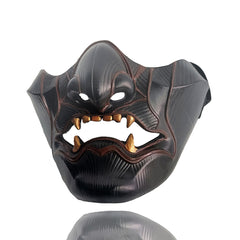 Half Face Oni Samurai Mask Custom Halloween Cosplay Party Prop