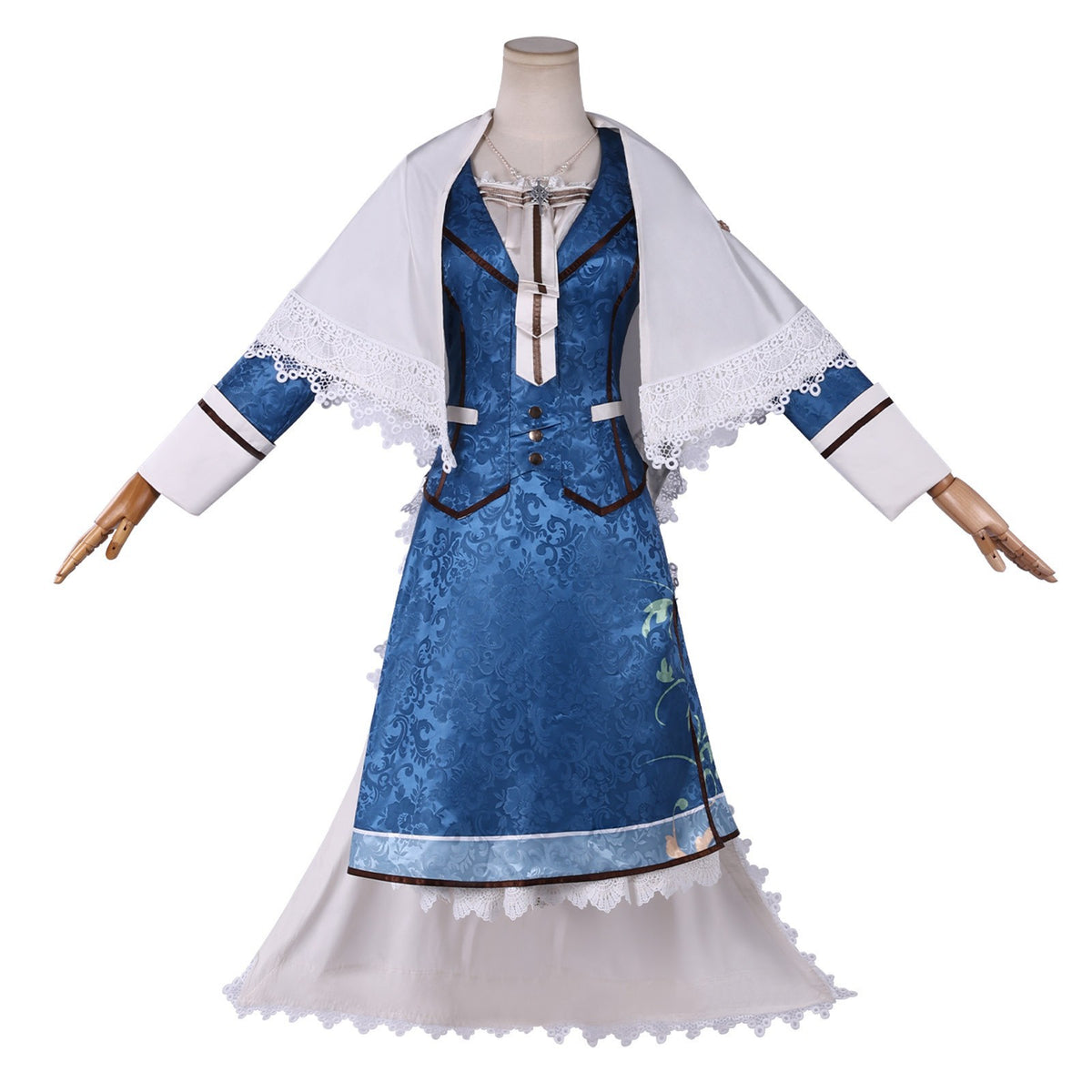 Liliana Cosplay Costume from Piofiore: Fated Memories Full Set Vintage Blue Dress Outfit for Game Fans