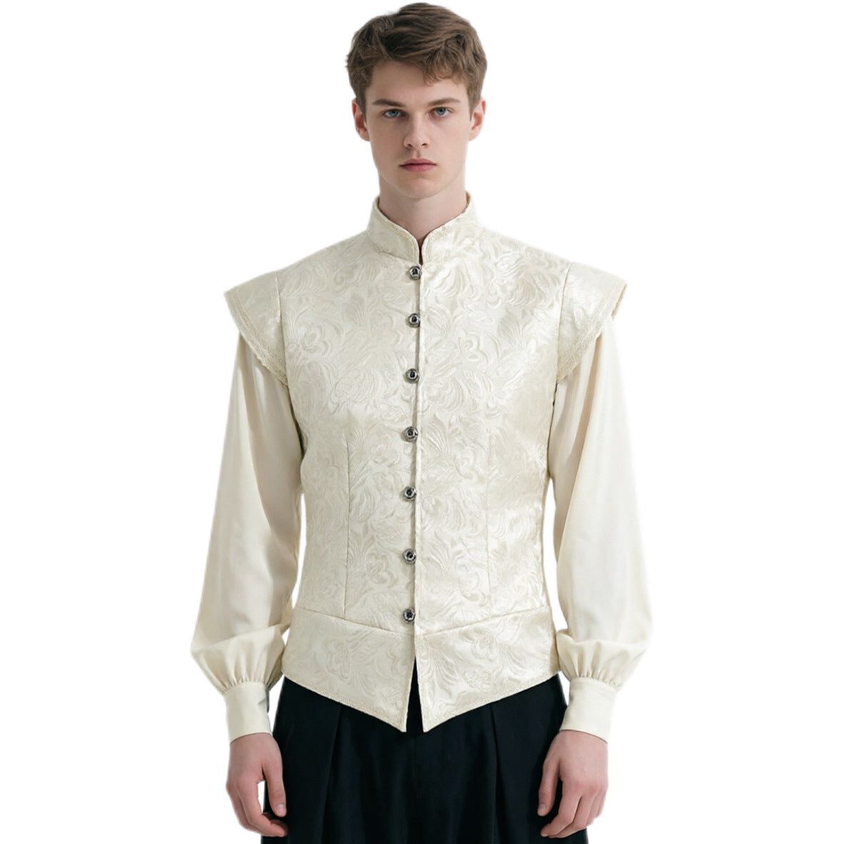 Men’s Renaissance Brocade Vest – Medieval Steampunk Waistcoat for Pirate, Victorian, and Assassin’s Creed Cosplay - Halloweez