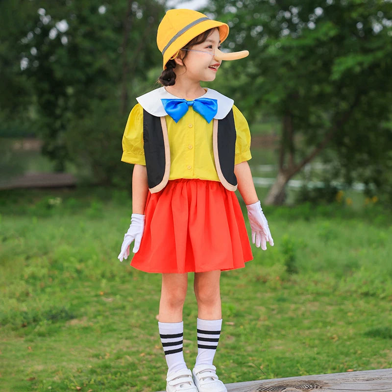 Pinocchio Cosplay Costume, Custom Kids Fairy Tale Outfit for Stage & Halloween