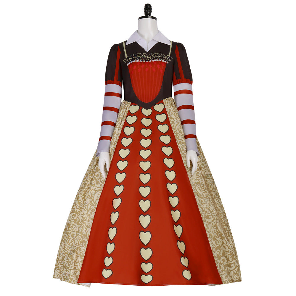 Alice in Wonderland Queen of Hearts Cosplay Dress,Custom‑Made,Halloween Stage Show