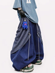 Men Hip‑Hop Detachable Apron Baggy Wide Leg Cargo Jogger Pants