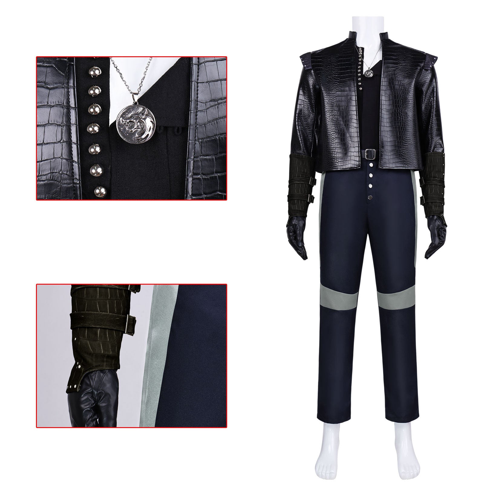 The Witcher 4 Geralt of Rivia Cosplay Outfit White Wolf Medieval Leather Full Suit Halloween - Halloweez