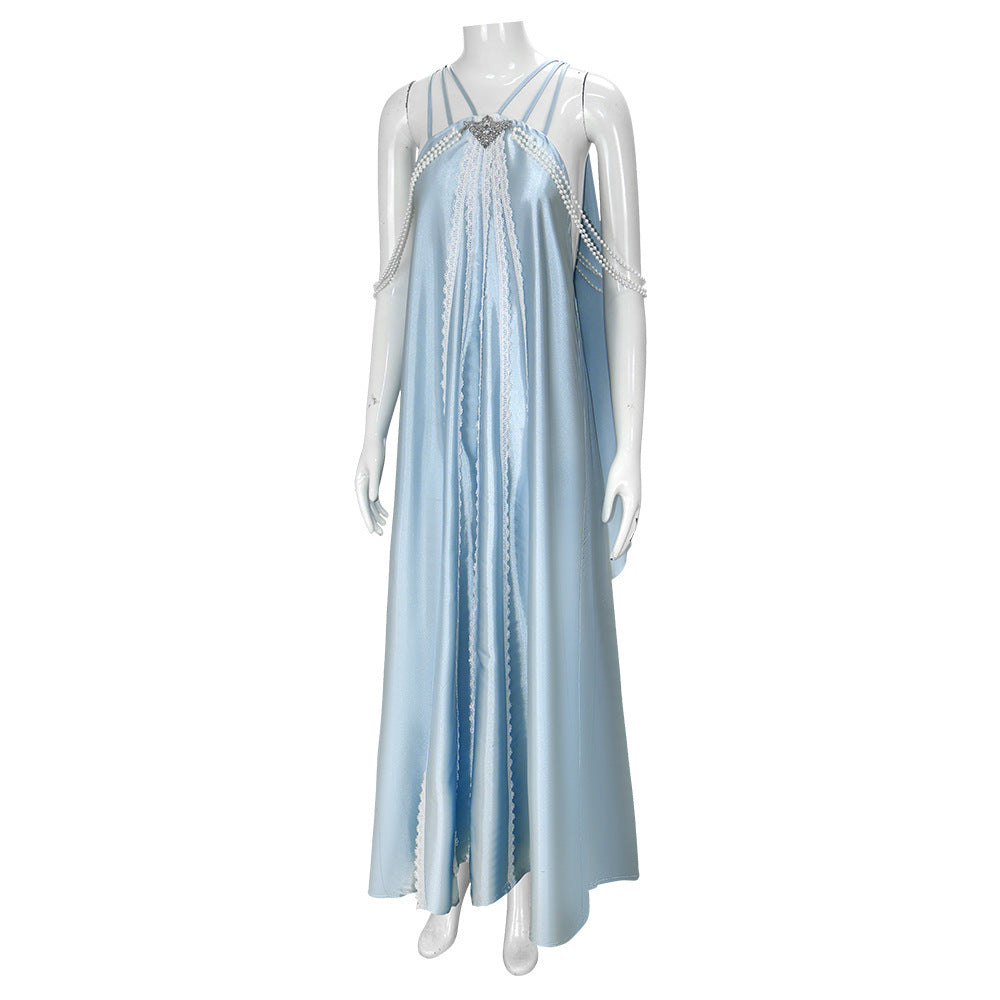 Elegant Star Wars Padmé Amidala Light Blue Cosplay Party Dress for Women - Halloweez