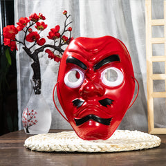 Japanese Red Tengu Noh Mask Cos Prop For Halloween Party
