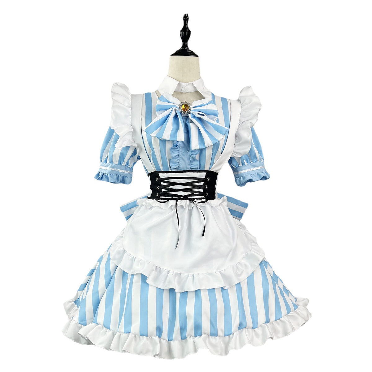 Akihabara Stripe Maid Cosplay Costume, Custom Made for Halloween & Conventions