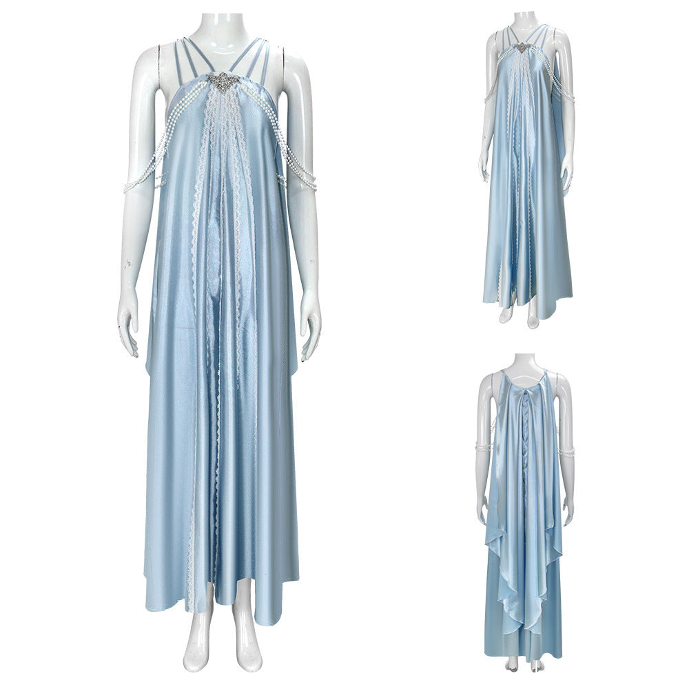 Elegant Star Wars Padmé Amidala Light Blue Cosplay Party Dress for Women - Halloweez