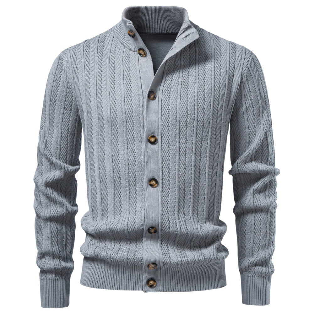 Men Button‑Up Knit Cardigan, Business Casual Sweater for Autumn Winter