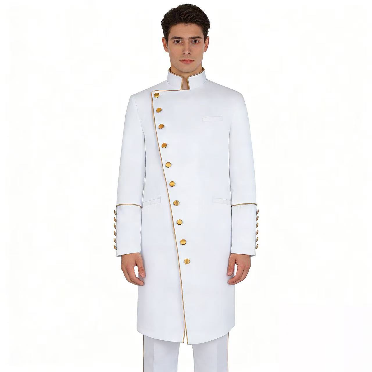 Steampunk Prince Adult Military Jacket – Gold Piping, Victorian Formal Cosplay Costume for Weddings, Parties & Theatrical Performances - Halloweez