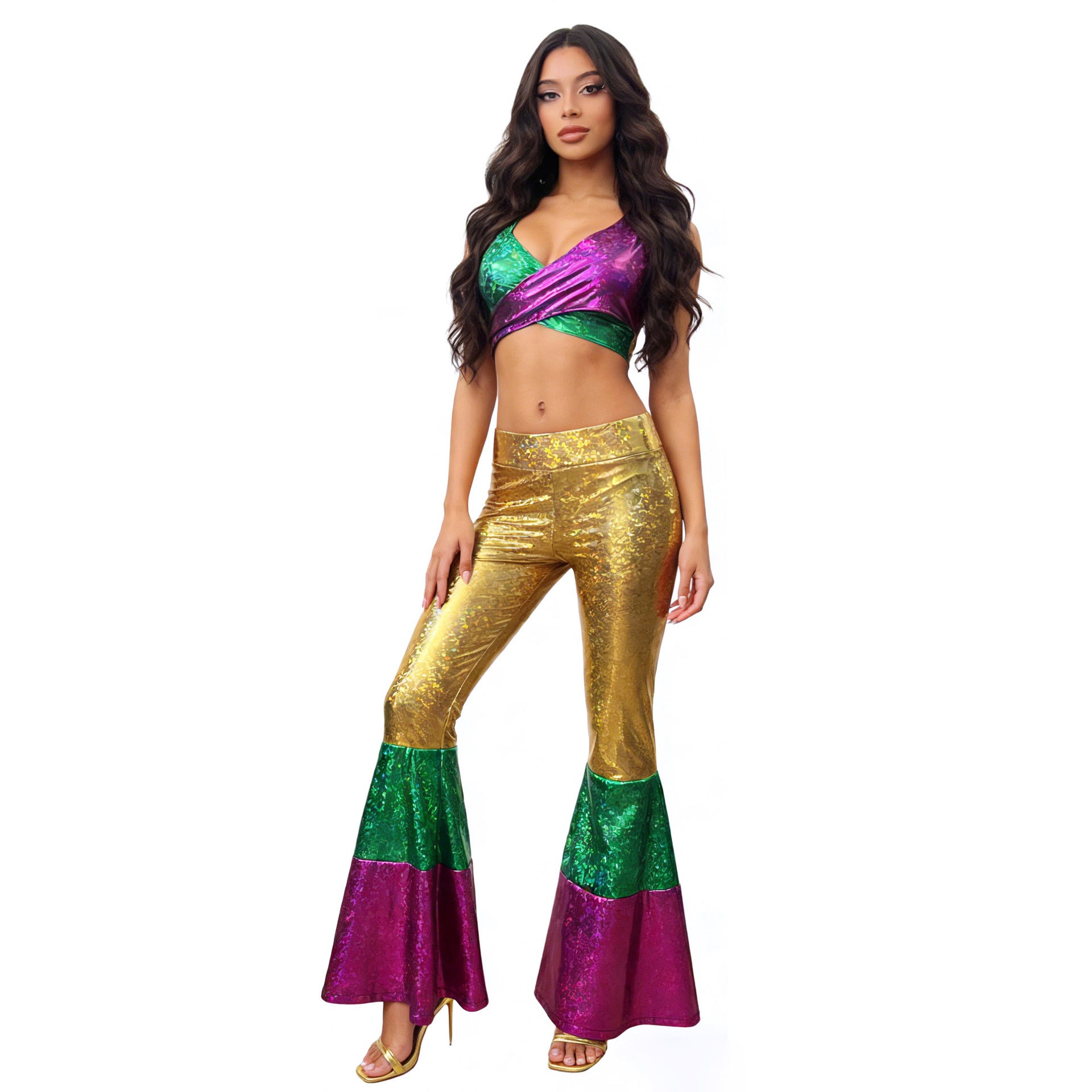 2026 Carnival Party Set, Retro Disco Shiny Costume, Halloween Shiny Performance Outfit, Vintage Disco Party Suit - Halloweez