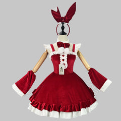 Pink Velvet Bunny Christmas Cosplay Costume, Custom Made for Xmas & Party