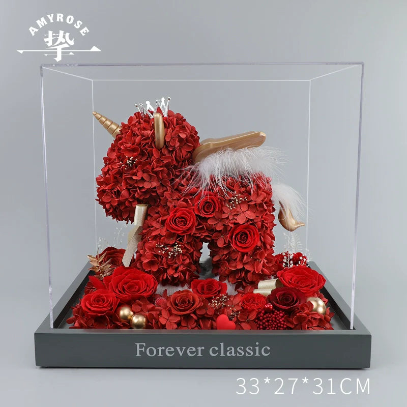 Halloweez Unicorn Gift Box - Exquisite Rose Bouquet for Wedding Anniversary, Engagement & Birthday