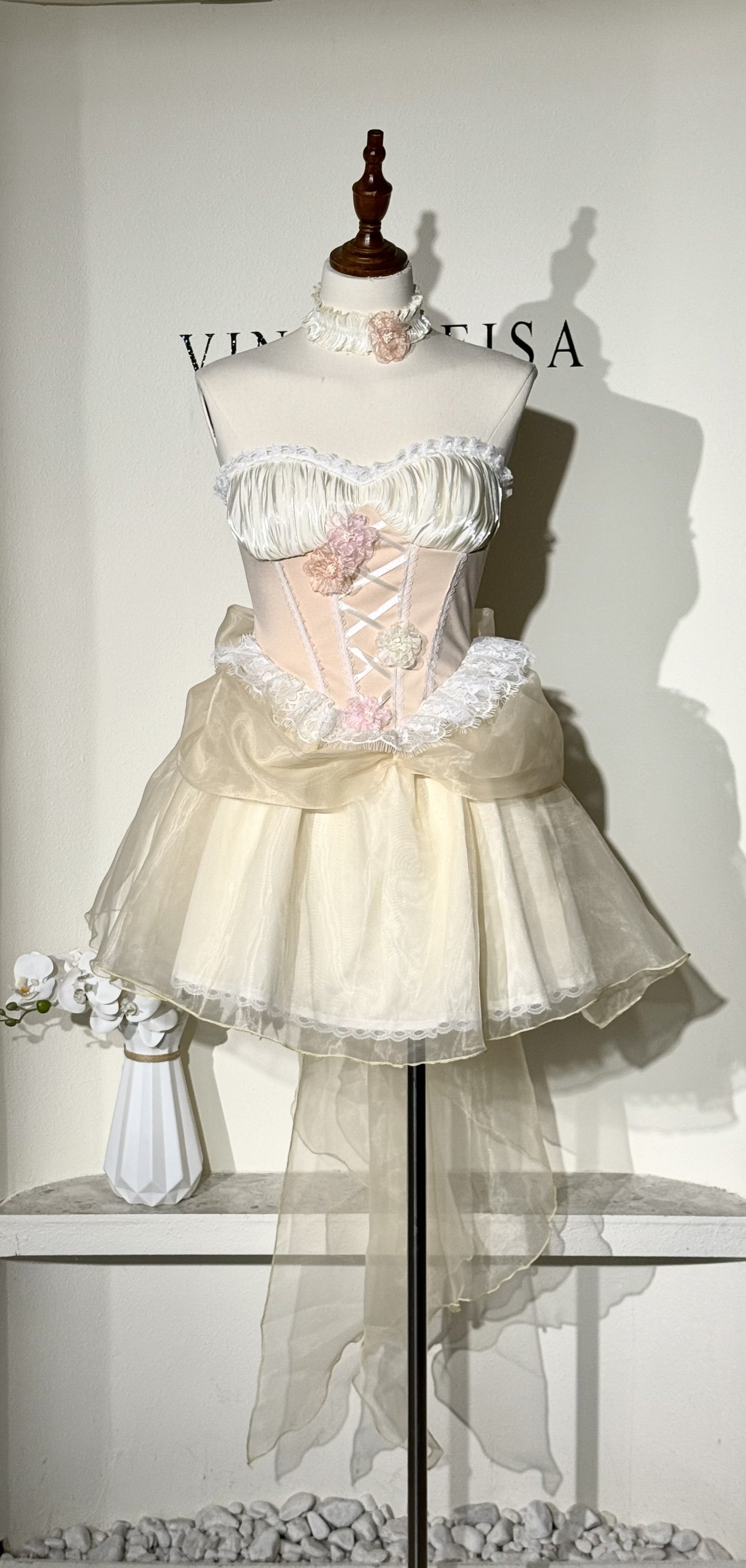 2026 New Flower Fairy Costume Dress, Women Strapless Mesh Splicing Backless Waist Fitted Fluffy Tutu Dress, Fantasy Fairy Cosplay Dress - Halloweez