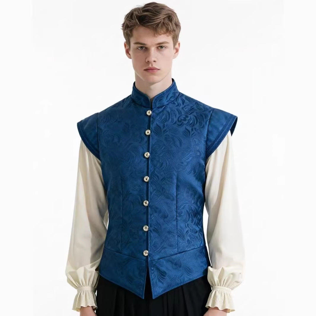 Men’s Renaissance Brocade Vest – Medieval Steampunk Waistcoat for Pirate, Victorian, and Assassin’s Creed Cosplay - Halloweez
