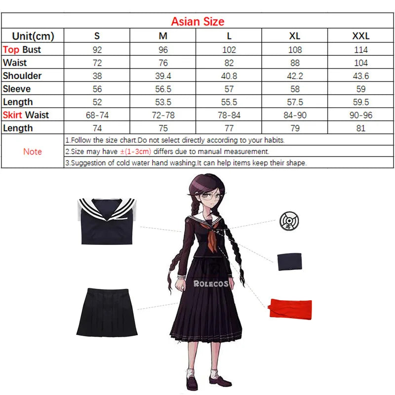 Halloweez Fukawa Toko Cosplay Costume - Women's Black School Uniform Set for Halloween Parties