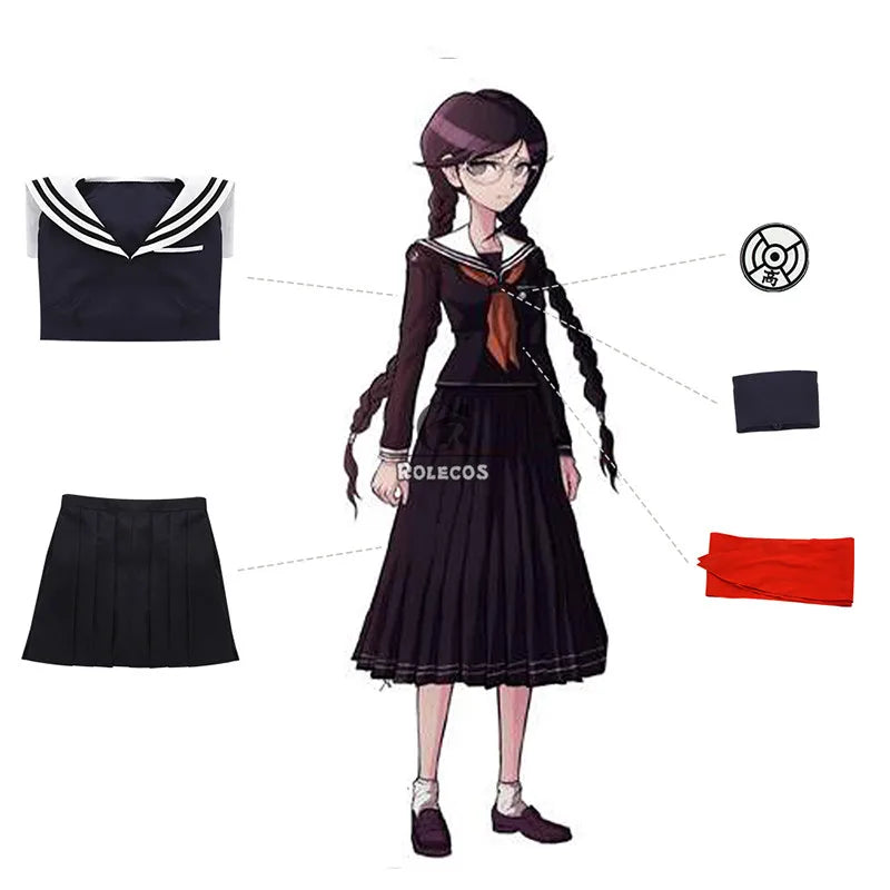 Halloweez Fukawa Toko Cosplay Costume - Women's Black School Uniform Set for Halloween Parties