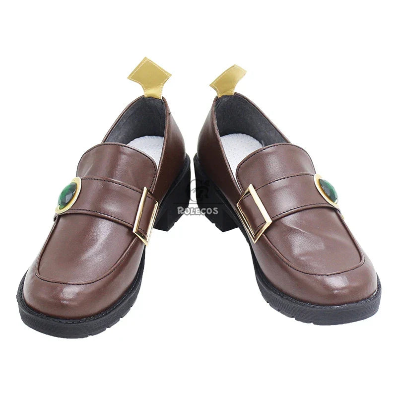 Halloweez Venti Cosplay Shoes - Premium Brown Leather High Heels for Genshin Impact Fans - Halloweez