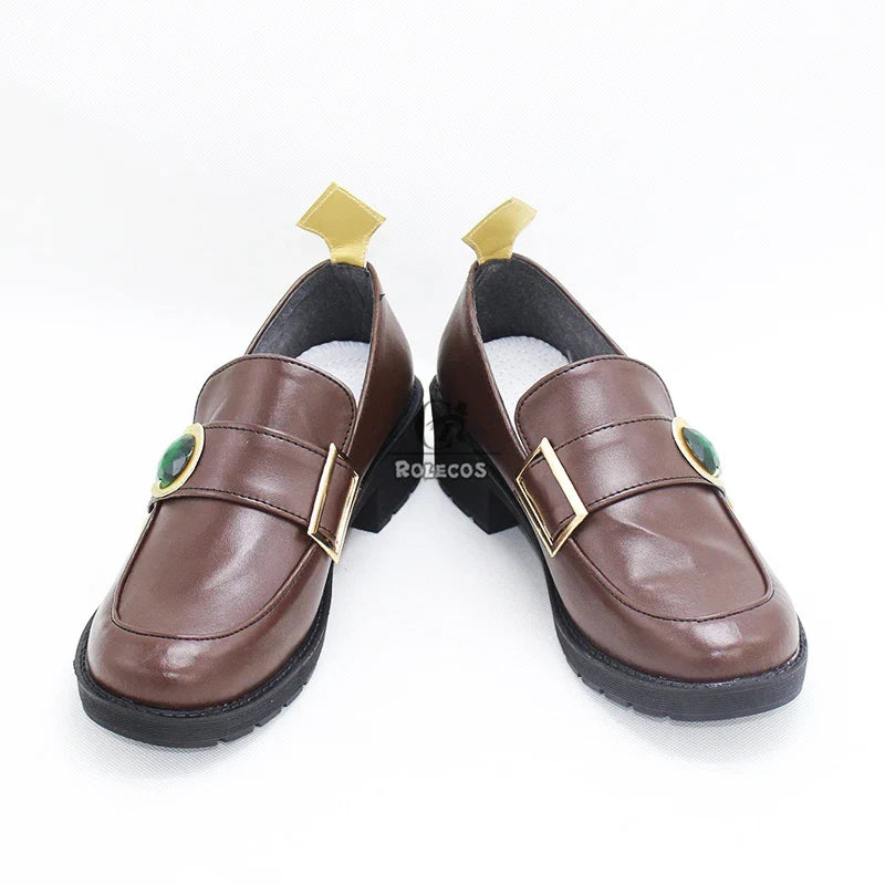 Halloweez Venti Cosplay Shoes - Premium Brown Leather High Heels for Genshin Impact Fans - Halloweez