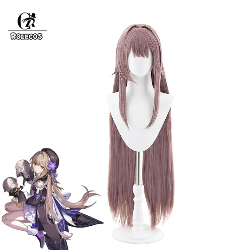 Peluca de cosplay de Halloween Herta: cabello sintético liso de 105 cm de largo para fanáticos de Honkai Star Rail