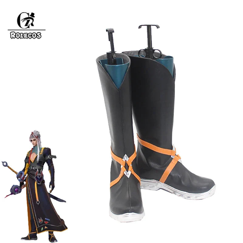 Halloweez Yone Cosplay Shoes - Men's Flat Zipper High Boots for Halloween Party