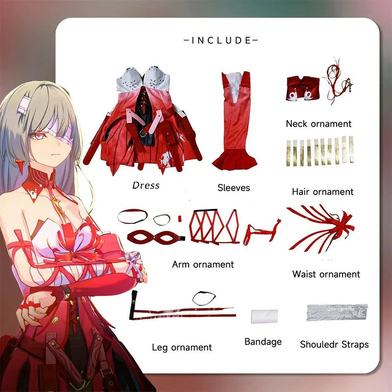 Halloweez Phrolova Cosplay Costume - Enchanting Wuthering Waves Red Dress for Women - Halloweez
