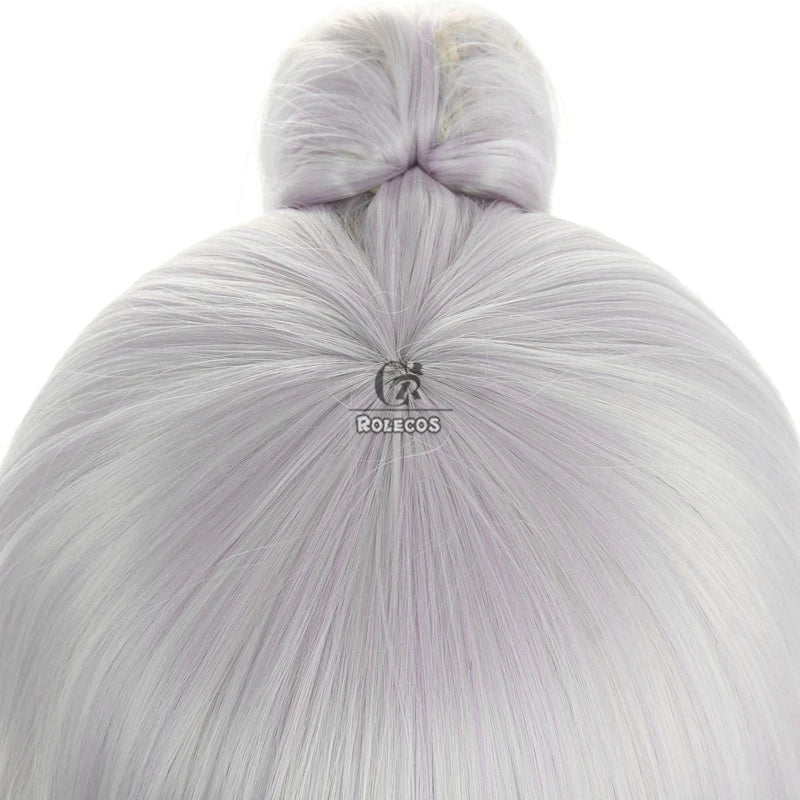 Halloweez Kamisato Ayaka Cosplay Wig - 70cm Long Heat Resistant Synthetic Hair with Ponytails