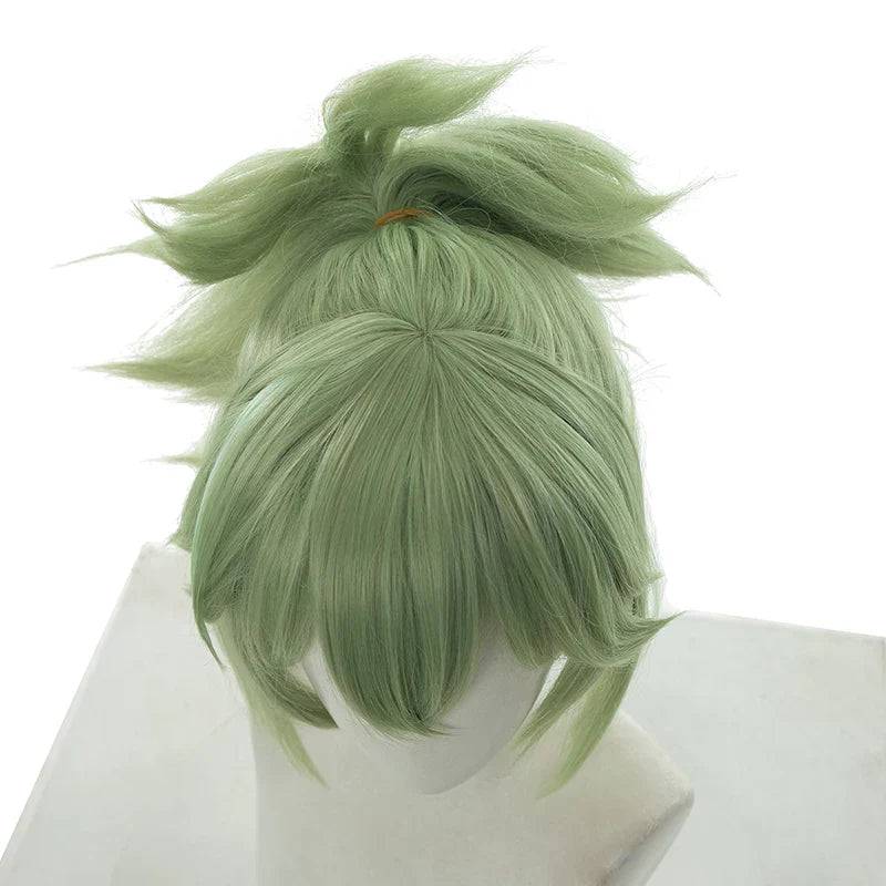 Halloweez Kuki Shinobu Cosplay Wig - 40cm Green Straight Women's Cosplay Wigs - Heat Resistant Synthetic Hair - Halloweez