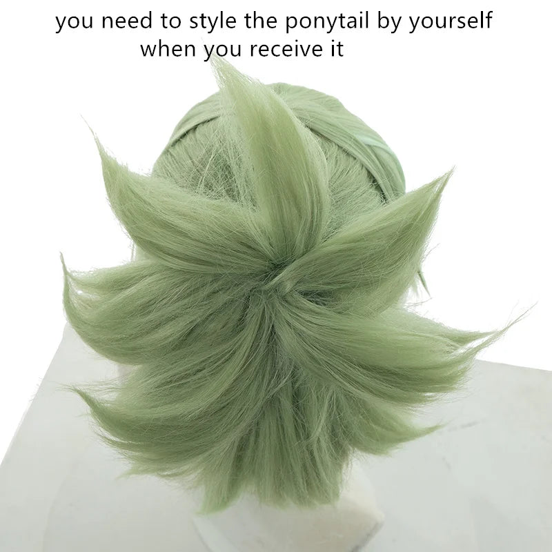 Halloweez Kuki Shinobu Cosplay Wig - 40cm Green Straight Women's Cosplay Wigs - Heat Resistant Synthetic Hair - Halloweez