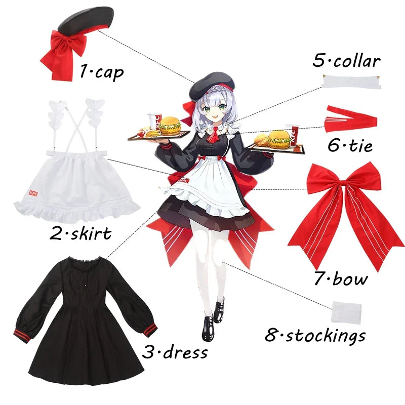 Halloweez Noelle Cosplay Costume - Premium Game Maid Outfit for Women with Hat