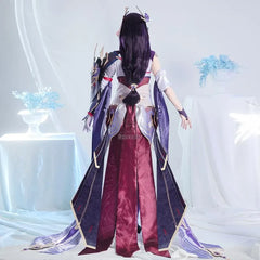 Halloweez Raiden Shogun Cosplay Wig - 110cm Purple Straight Synthetic Hair for Ultimate Role Play - Halloweez