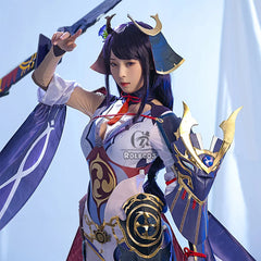 Halloweez Raiden Shogun Cosplay Wig - 110cm Purple Straight Synthetic Hair for Ultimate Role Play - Halloweez
