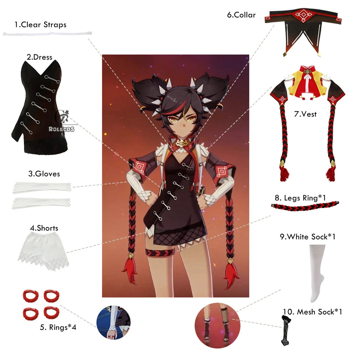 Halloweez Xinyan Cosplay Costume - Genshin Impact Inspired Sexy Halloween Outfit for Women - Halloweez